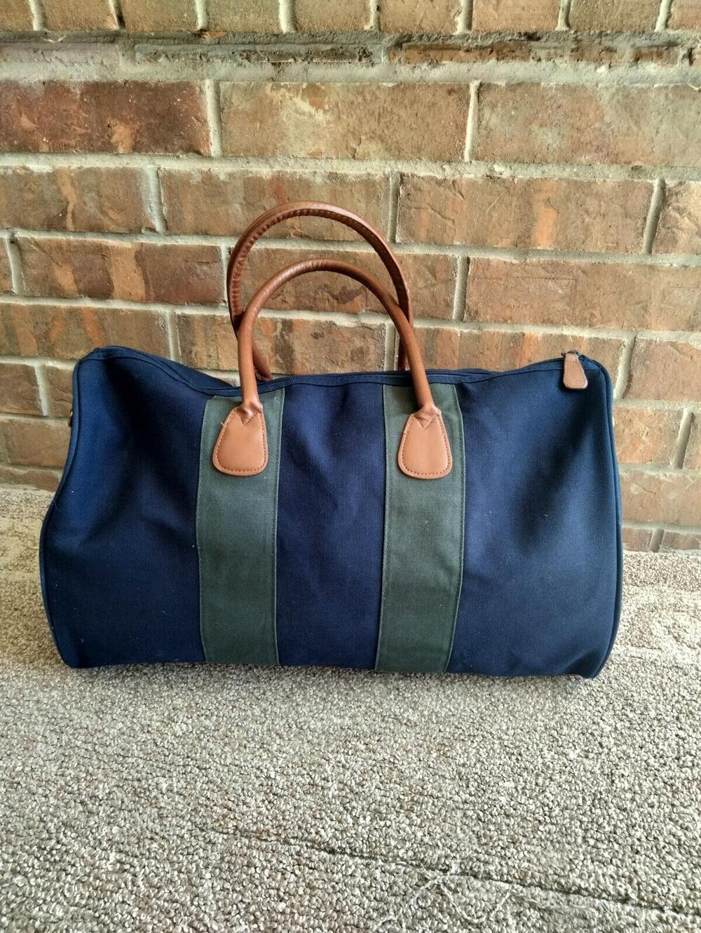 Polo Ralph Lauren Vintage Gym Bag Duffel Canvas Travel Large Pony Leather Handle - Picture 3 of 9